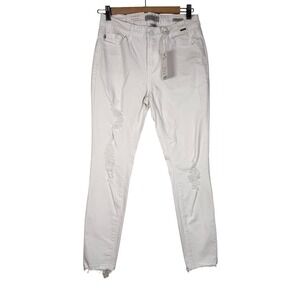 NWT Judy Blue White Skinny Fit Mid Rise Distressed Jeans Size 7 28
